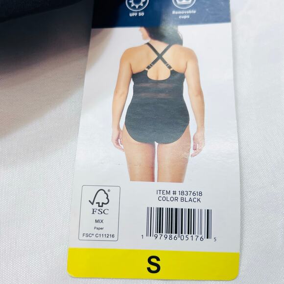 Lands’ End 1 Pc Swimsuit Woman’s Small Black Cross Strap New with Tags - Picture 7 of 10